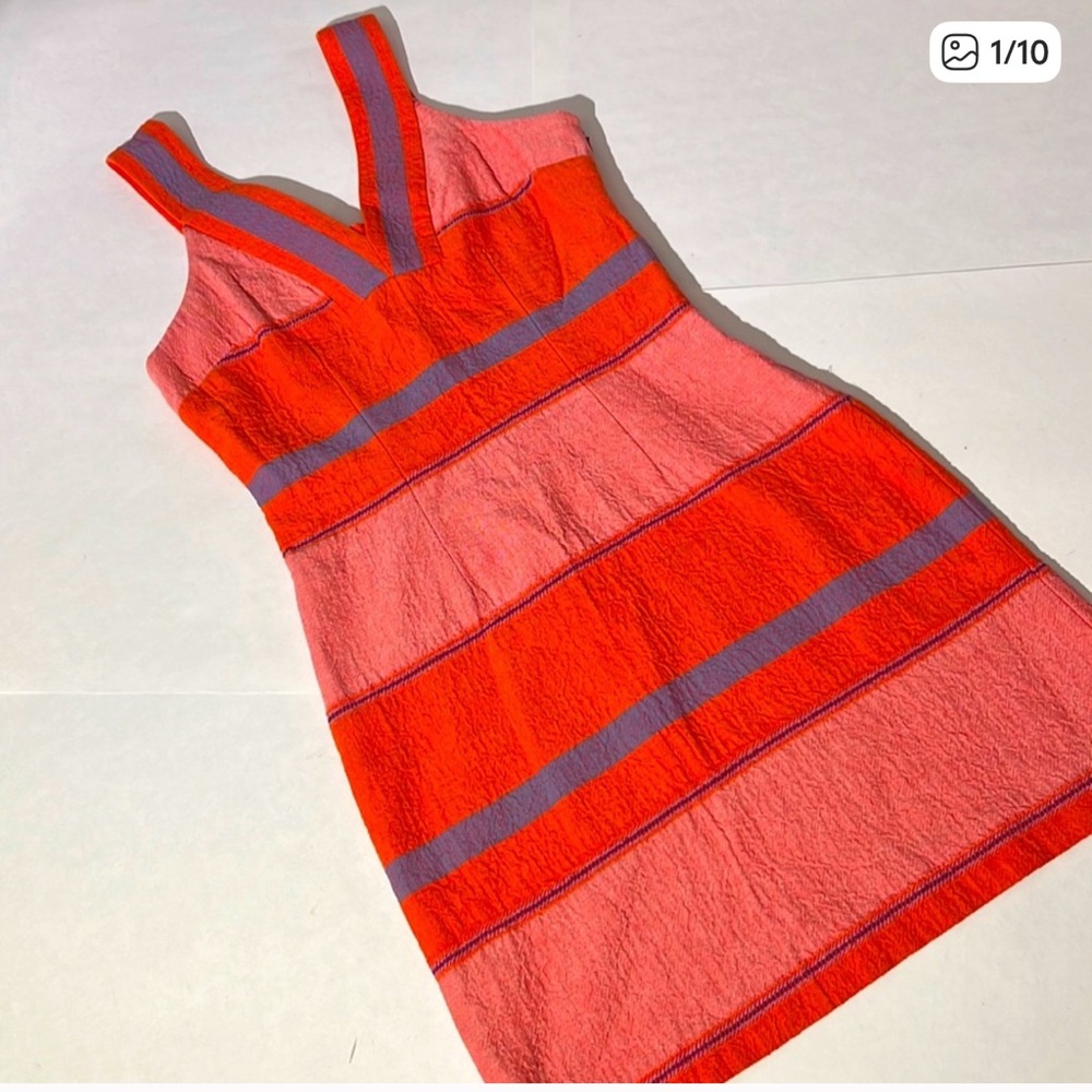 HD in Paris Anthropologie midi dress sz 6 orange cutout back keyhole retro